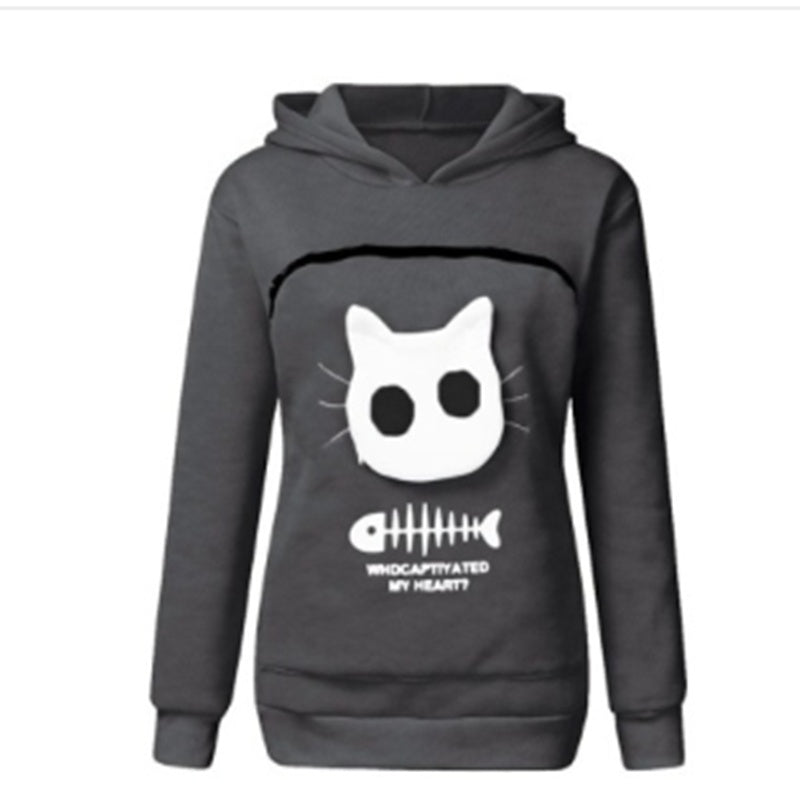 Unisex Cat Lovers Hoodie with Pet Paw Design – Soft Kangaroo Pocket Pullover