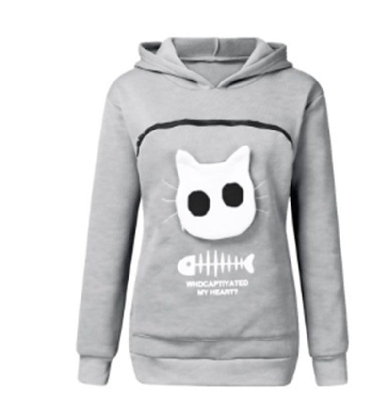 Unisex Cat Lovers Hoodie with Pet Paw Design – Soft Kangaroo Pocket Pullover