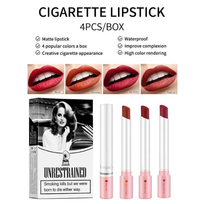 4 Colors Matte Cigarette Lipstick Set