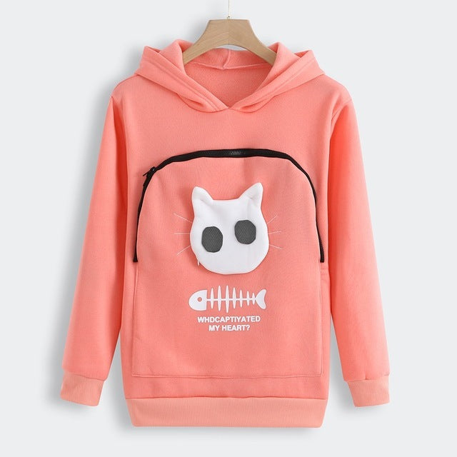 Unisex Cat Lovers Hoodie with Pet Paw Design – Soft Kangaroo Pocket Pullover