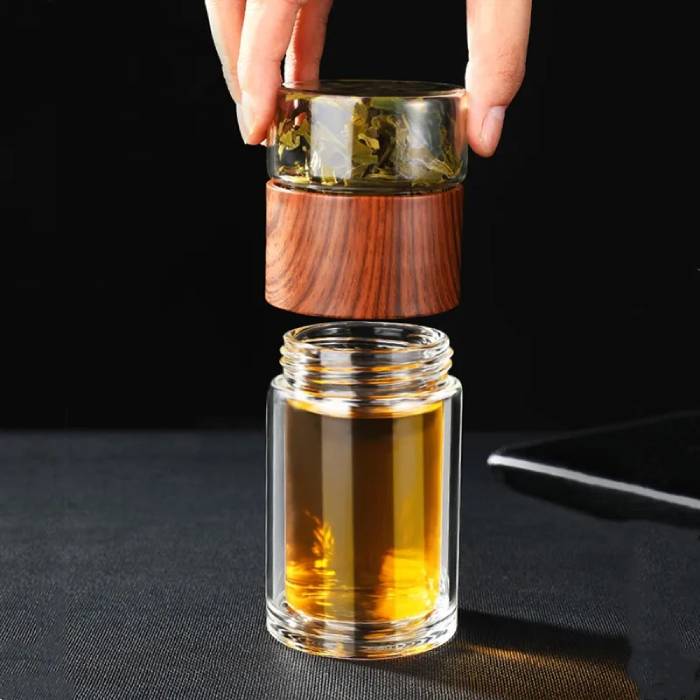 Double Glass Tea Infuser Water Bottle