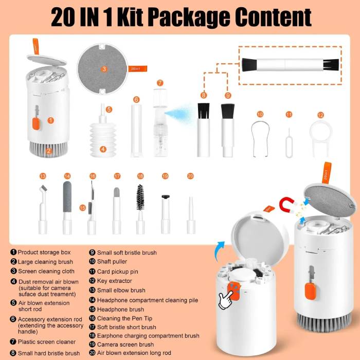 20-in-1 Computer Keyboard & Electronics Cleaner Kit with Storage Box