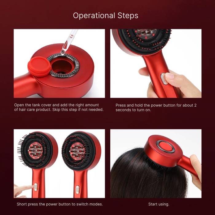 Electric Vibration Scalp Massage Comb with Red Light & Oil Applicator