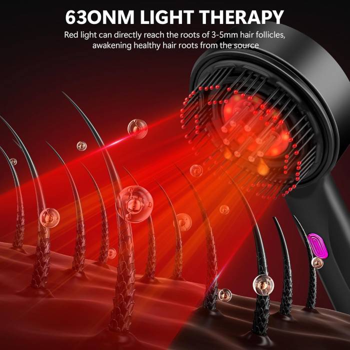 Electric Vibration Scalp Massage Comb with Red Light & Oil Applicator