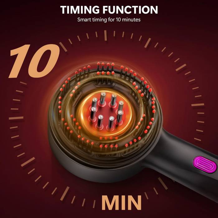 Electric Vibration Scalp Massage Comb with Red Light & Oil Applicator