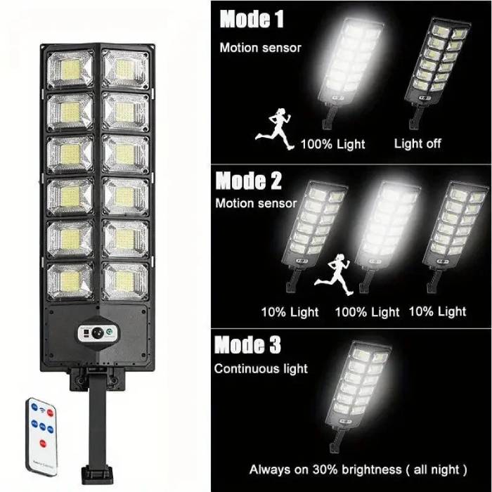 504 LED Ultra-Bright Solar Street Light with Remote & Motion Sensor