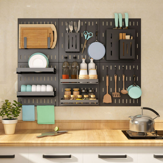 Premium Stainless Steel Kitchen Storage Rack – Wall Mounted Hole Plate Organizer