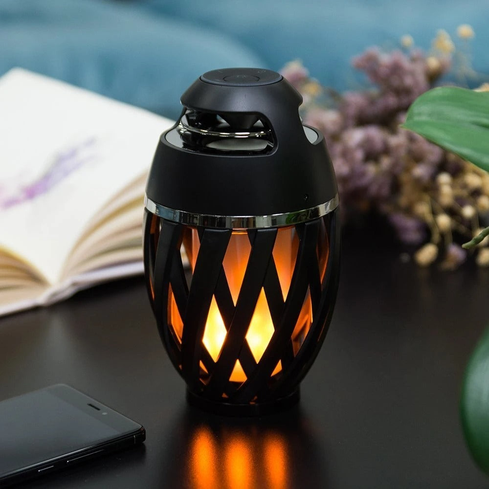 LED Flame Atmosphere Speaker with Bluetooth Surround Sound and Flickering Torch Light Effect