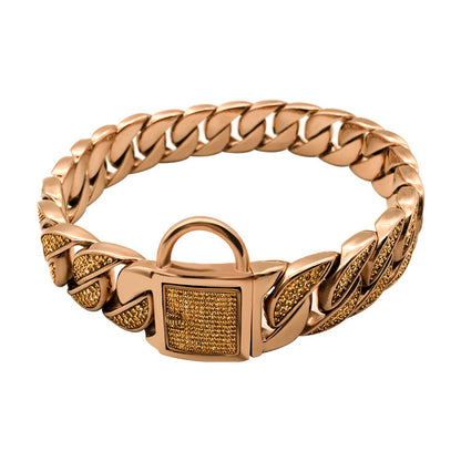 Luxury Stainless Steel Rhinestone Dog Collar – Stylish & Durable Pet Chain