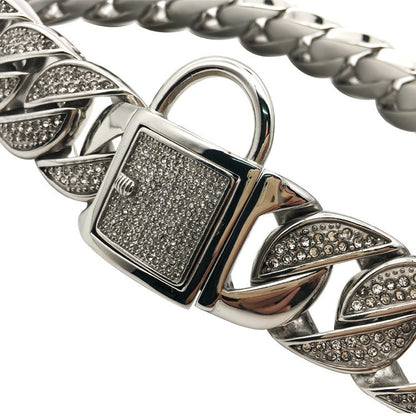 Luxury Stainless Steel Rhinestone Dog Collar – Stylish & Durable Pet Chain