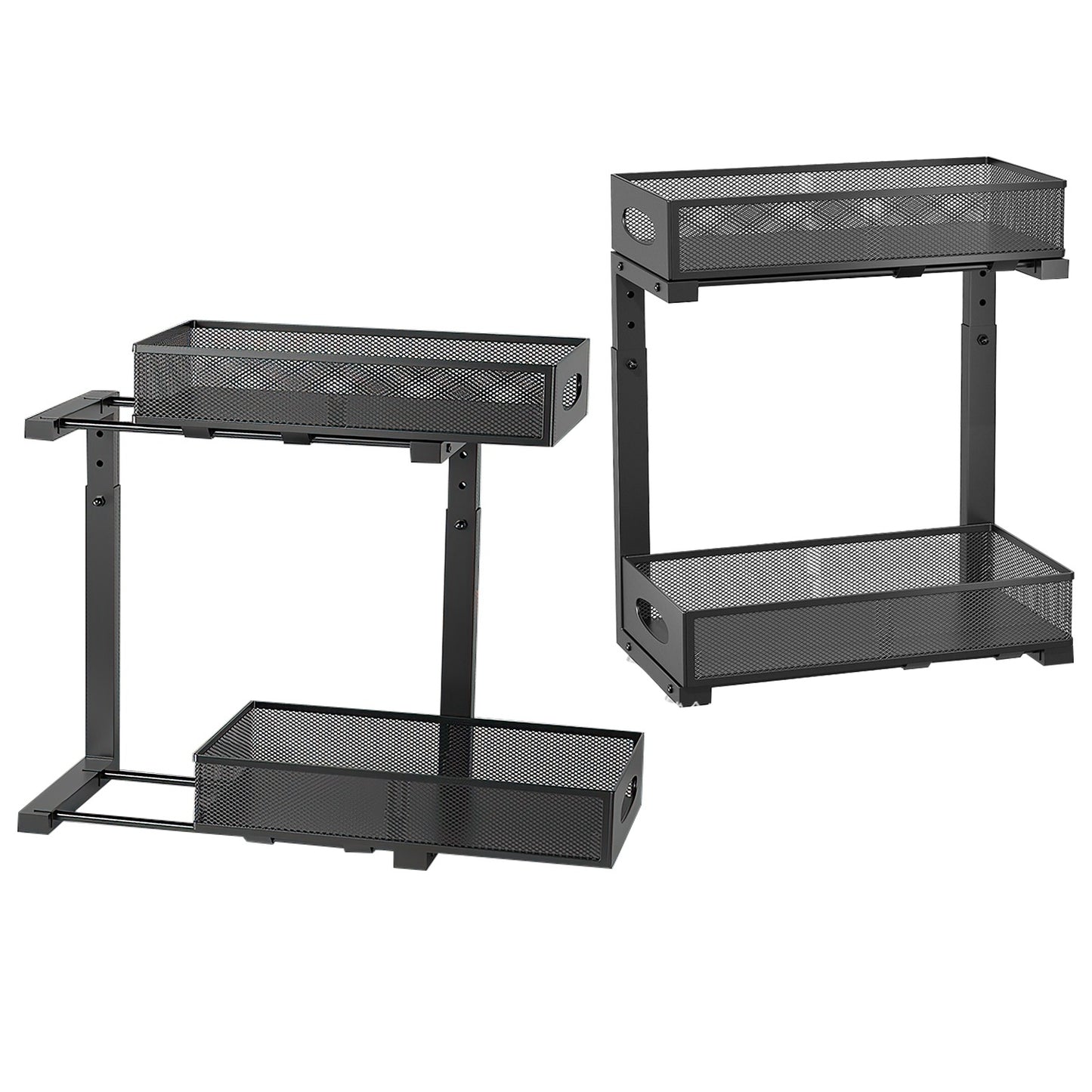 Under Sink Organizer 2-Tier Pull-Out Storage Rack with Adjustable Mesh Baskets (2 Pack)