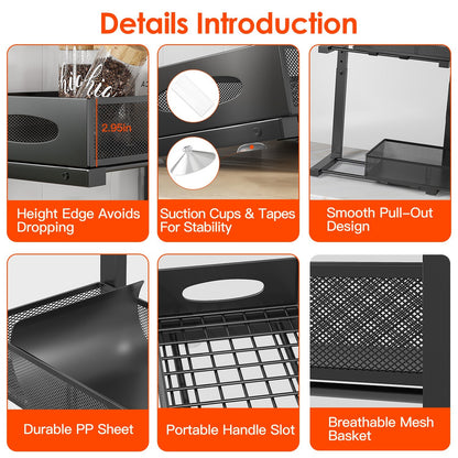 Under Sink Organizer 2-Tier Pull-Out Storage Rack with Adjustable Mesh Baskets (2 Pack)