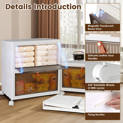 Foldable Storage Bins with Magnetic Door & Wheels