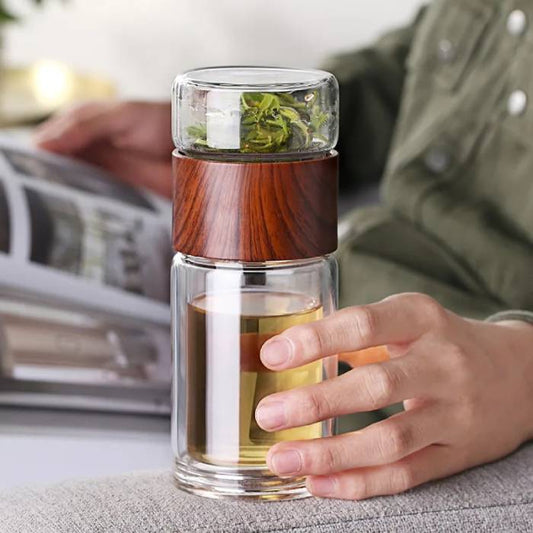Double Glass Tea Infuser Water Bottle