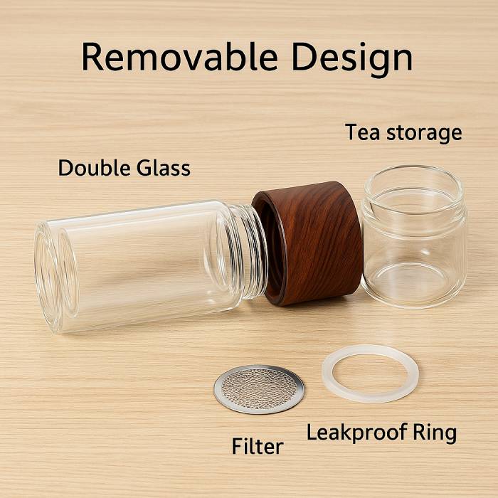 Double Glass Tea Infuser Water Bottle