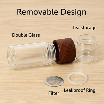 Double Glass Tea Infuser Water Bottle