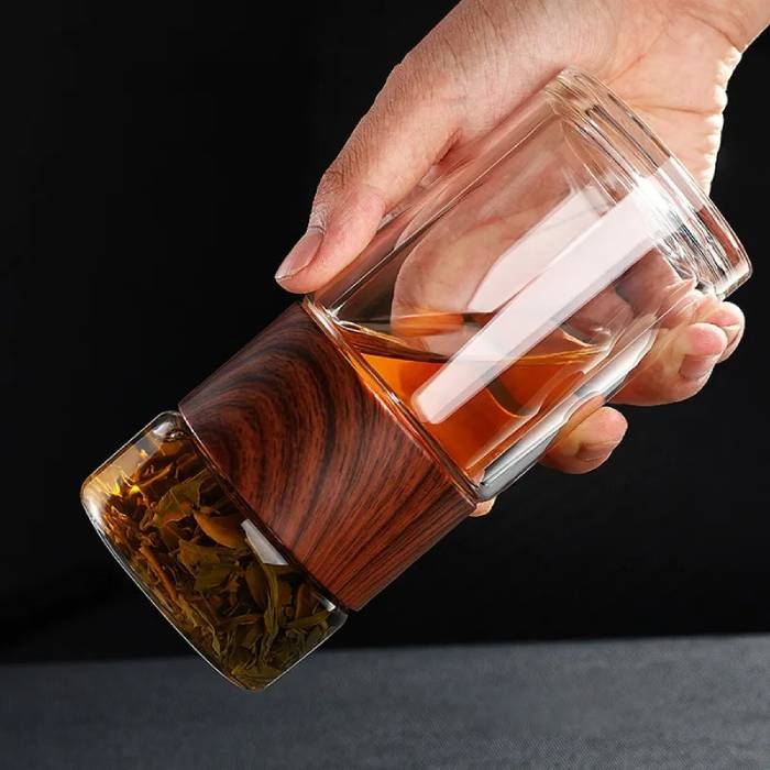 Double Glass Tea Infuser Water Bottle