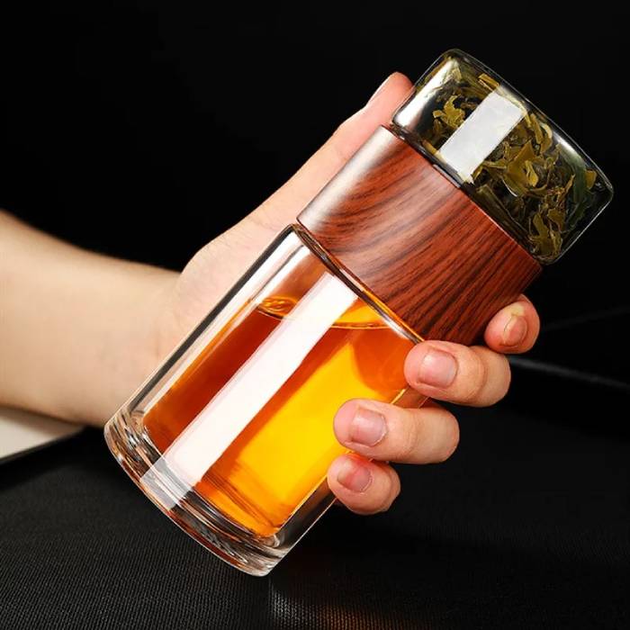 Double Glass Tea Infuser Water Bottle