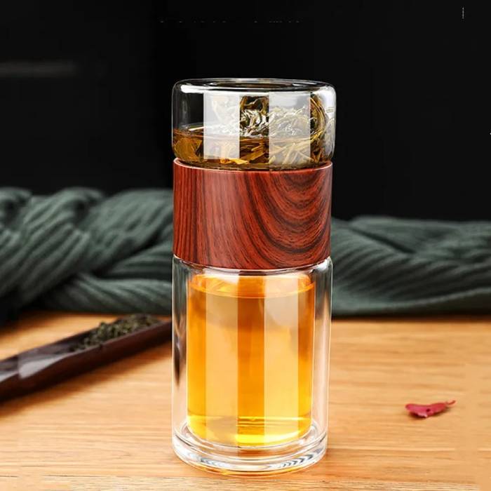 Double Glass Tea Infuser Water Bottle