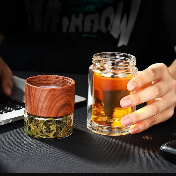 Double Glass Tea Infuser Water Bottle