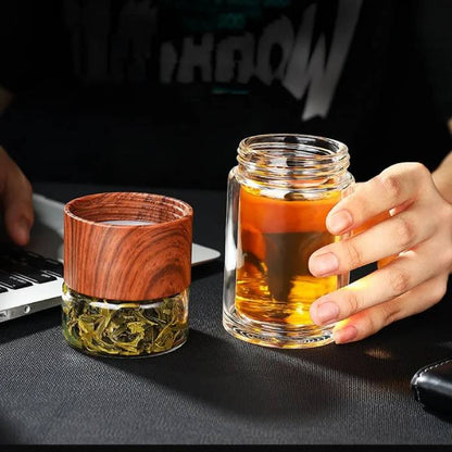 Double Glass Tea Infuser Water Bottle