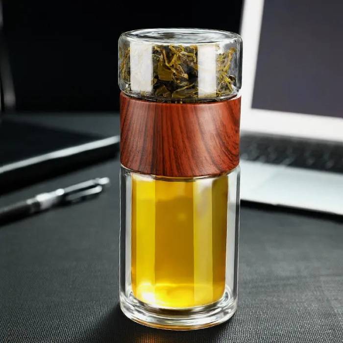 Double Glass Tea Infuser Water Bottle