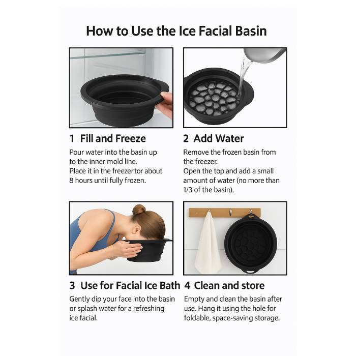 Foldable Silicone Face Ice Bath Bowl for Facials