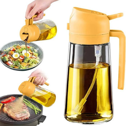 2-in-1 Oil Sprayer and Pourer Bottle – 500mL Refillable Plastic Dispenser