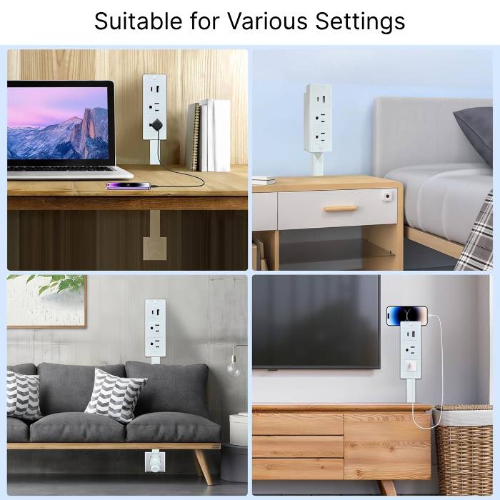 180° Rotating Electrical Outlet Extender with USB Ports