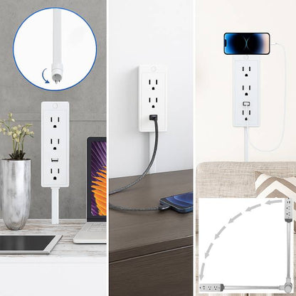 180° Rotating Electrical Outlet Extender with USB Ports