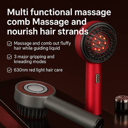 Electric Vibration Scalp Massage Comb with Red Light & Oil Applicator