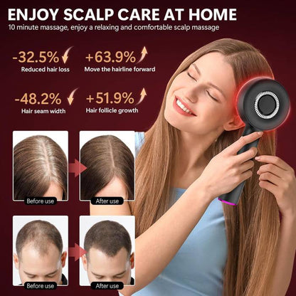 Electric Vibration Scalp Massage Comb with Red Light & Oil Applicator