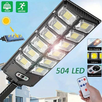 504 LED Ultra-Bright Solar Street Light with Remote & Motion Sensor