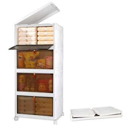 Foldable Storage Bins with Magnetic Door & Wheels