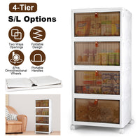 Foldable Storage Bins with Magnetic Door & Wheels