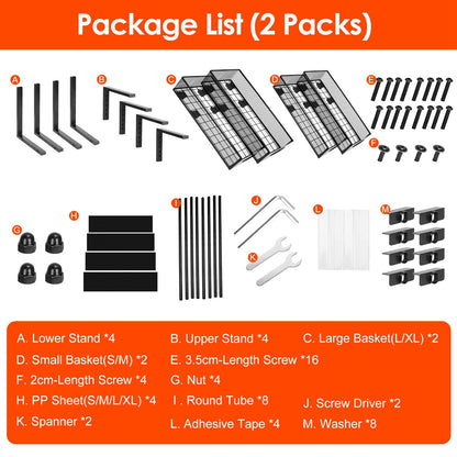 Under Sink Organizer 2-Tier Pull-Out Storage Rack with Adjustable Mesh Baskets (2 Pack)