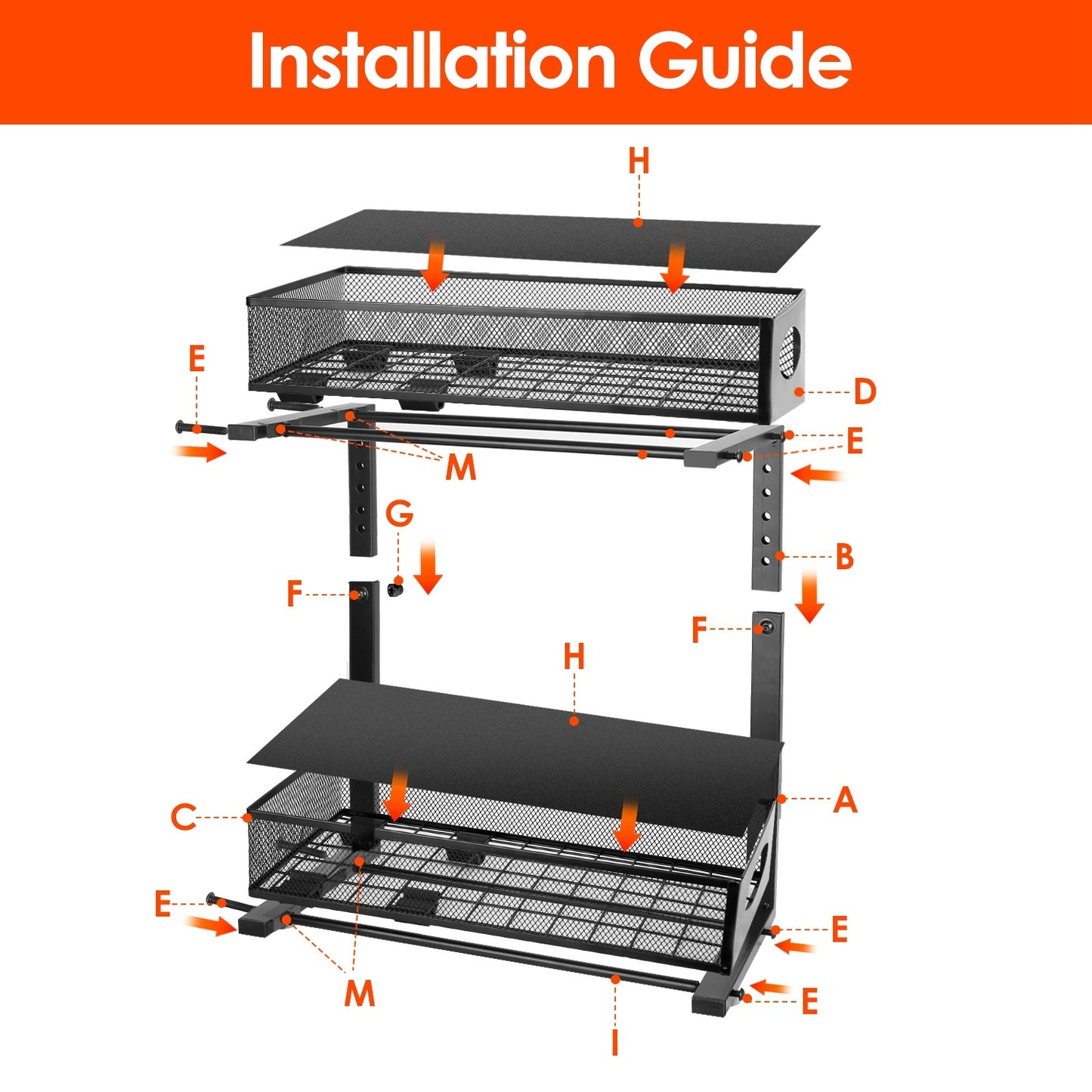 Under Sink Organizer 2-Tier Pull-Out Storage Rack with Adjustable Mesh Baskets (2 Pack)